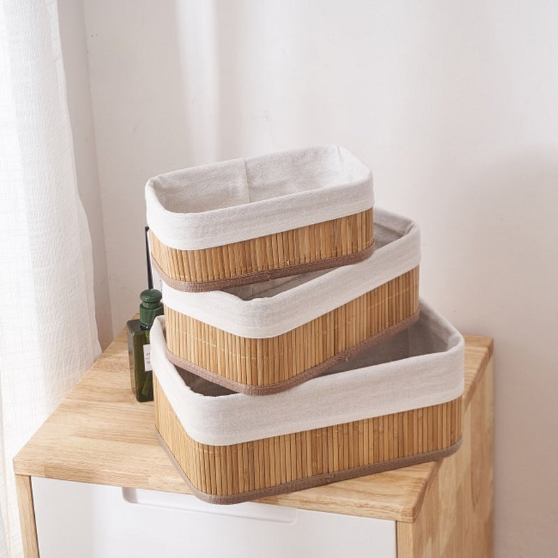 ギャラリービューアに画像をロードする, Homestyle Pro Homestyle Bamboe Opbergmanden 3 Stuks Naturel Wit