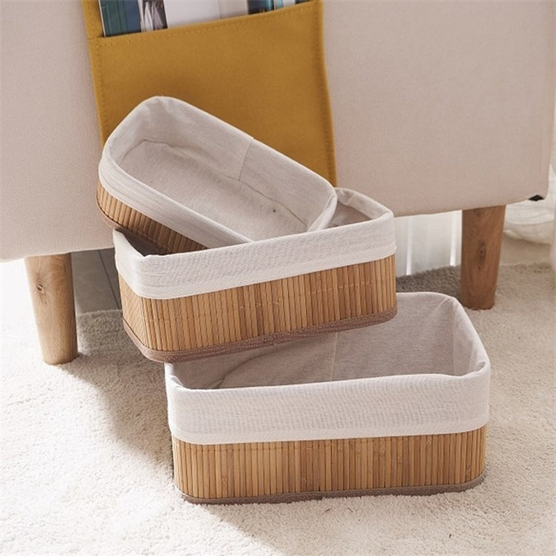 ギャラリービューアに画像をロードする, Homestyle Pro Homestyle Bamboe Opbergmanden 3 Stuks Naturel Wit