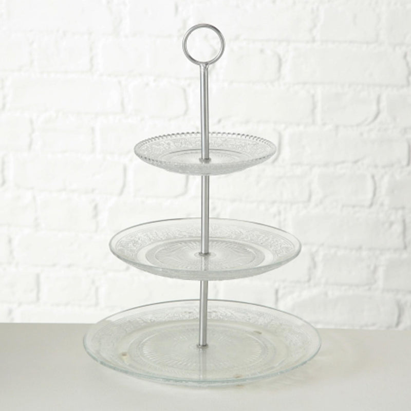 Laden Sie das Bild in Galerie -Viewer, Boltze home etagere relief h35cm glas