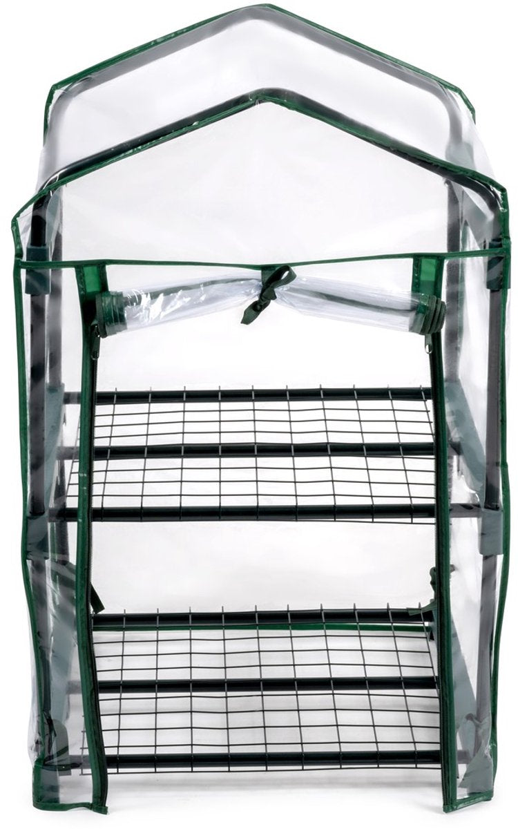 Afbeelding laden in galerijviewer, Kinzo broeikas kweekkas 45 x 50 x 80 cm - tuinkas met 2 verdiepingen - compacte broeikast voor planten en kweekbak - weerbestendig en transparant