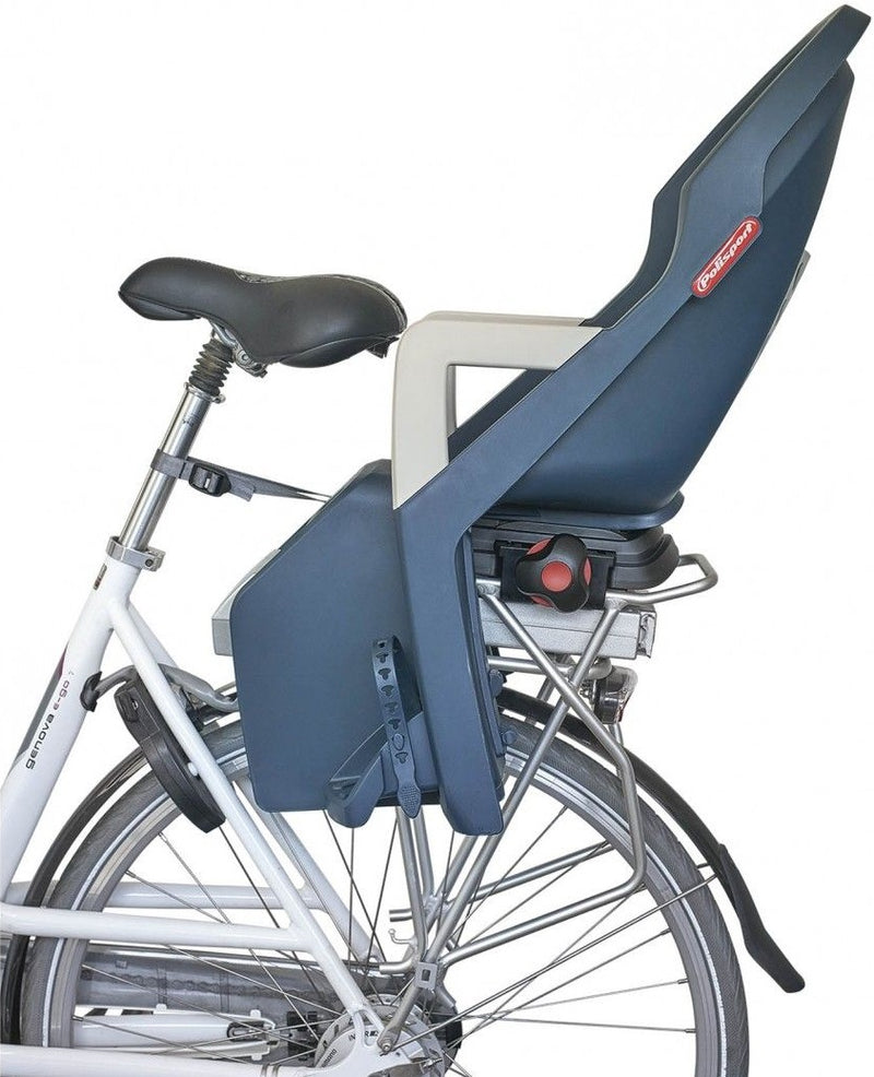 Load image into Gallery viewer, Polisport kinderzitje achter guppy maxi+ met dragerbevestiging (cfs) - jeans crème