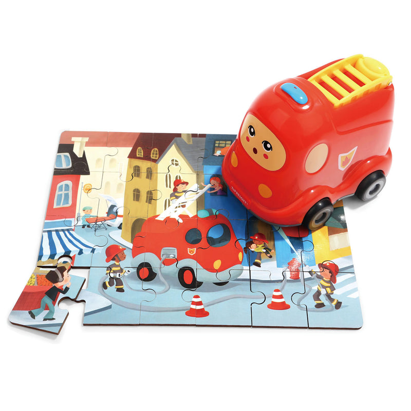Load image into Gallery viewer, Topbright Houten Legpuzzel Brandweer met Brandweerwagen, 24st.