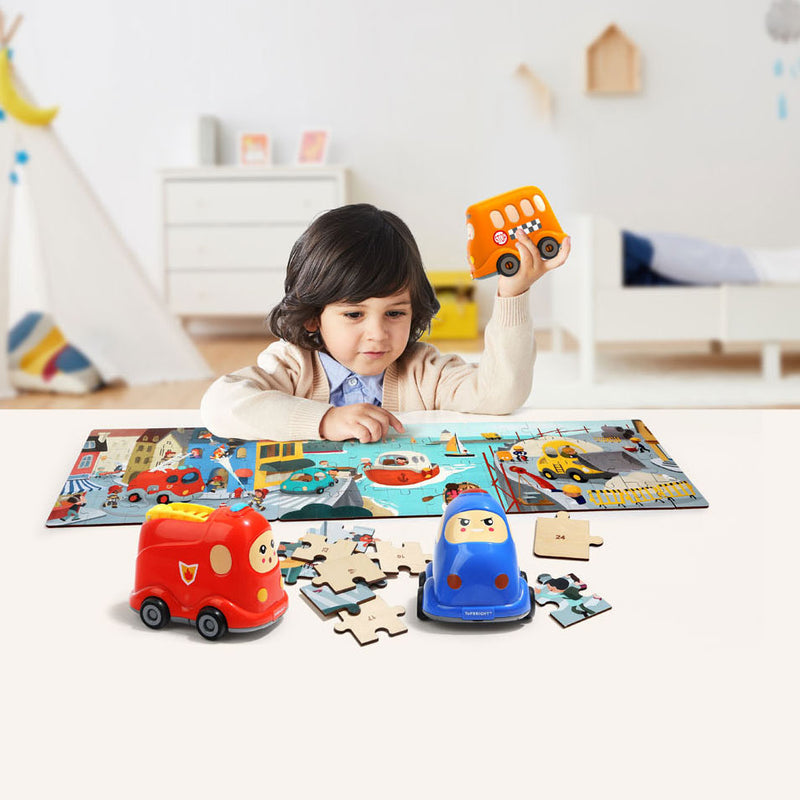 Load image into Gallery viewer, Topbright Houten Legpuzzel Brandweer met Brandweerwagen, 24st.