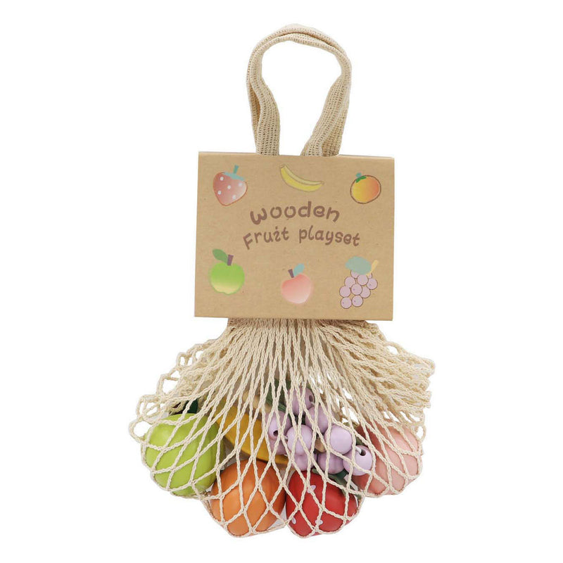 Cargue la imagen en el visor de la galería, Lobbes houten fruit in katoenen netje, 6st