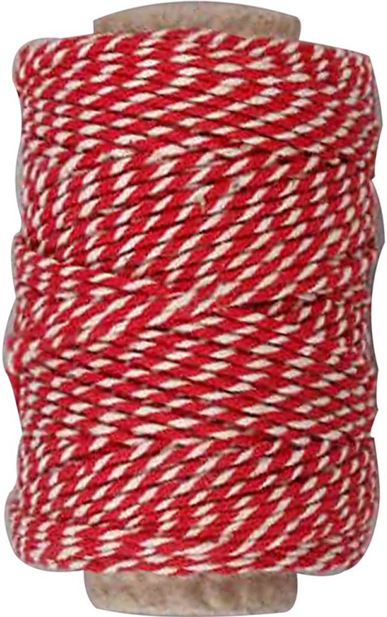Laden Sie das Bild in Galerie -Viewer, Creativ company https: www.cchobby.nl katoenkoord-dikte-1-1-mm-rood-wit-50-m-1-rol