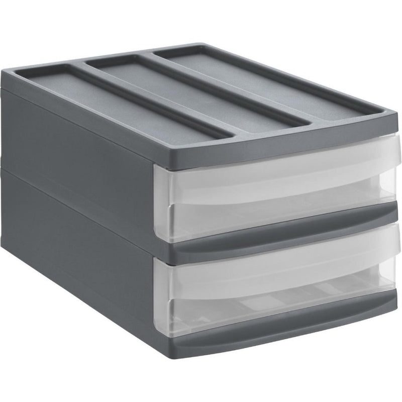 Cargue la imagen en el visor de la galería, Rotho systemix design ladekast met 2 lades 39.5x25.5x20.3 cm antraciet