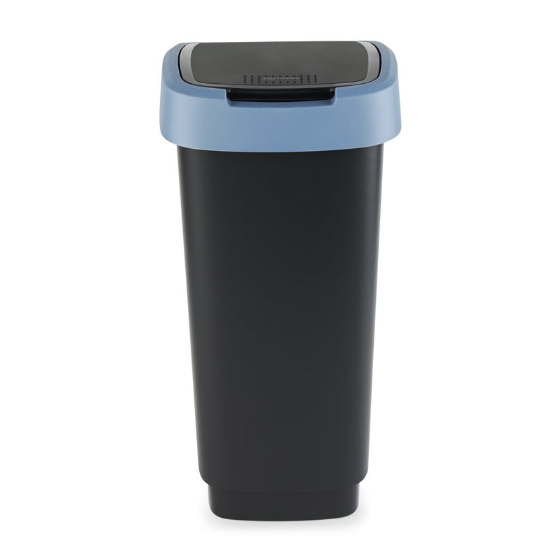 Chargez l'image dans la visionneuse de la galerie, Rotho twist afvalbak met swingdesksel 25l - zwart blauw - bpa-vrij - incl 6 sticker voor diverse afvalstromen