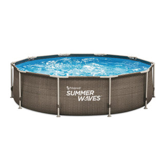 Load image into Gallery viewer, Summer waves zwembad active frame 305 x 76 cm dark double rattan + filterpomp
