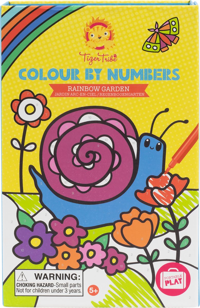 Afbeelding laden in galerijviewer, Tiger tribe kleurboek kleuren op nummer incl. stiften - regenboog tuin