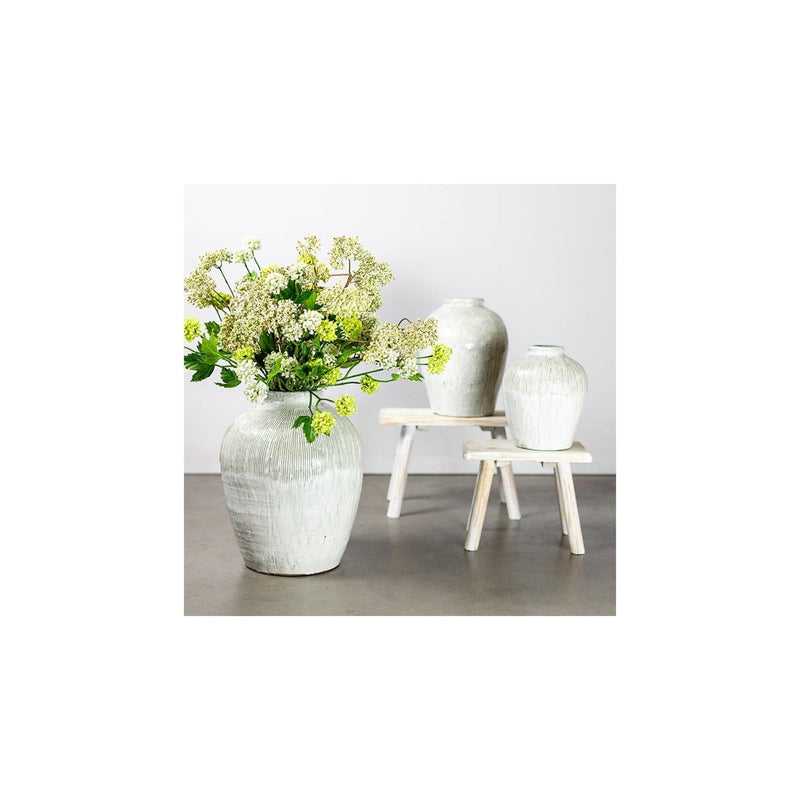 Afbeelding laden in galerijviewer, Countryfield vaas gayle aardewerk wit groen 23,5xh30,5cm