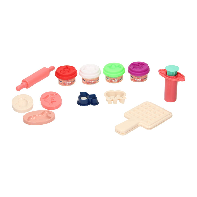 ギャラリービューアに画像をロードする, Lobbes speelgoed bv lobbes kleiset wafelijzer speelset - 4 kleuren klei en gereedschap.