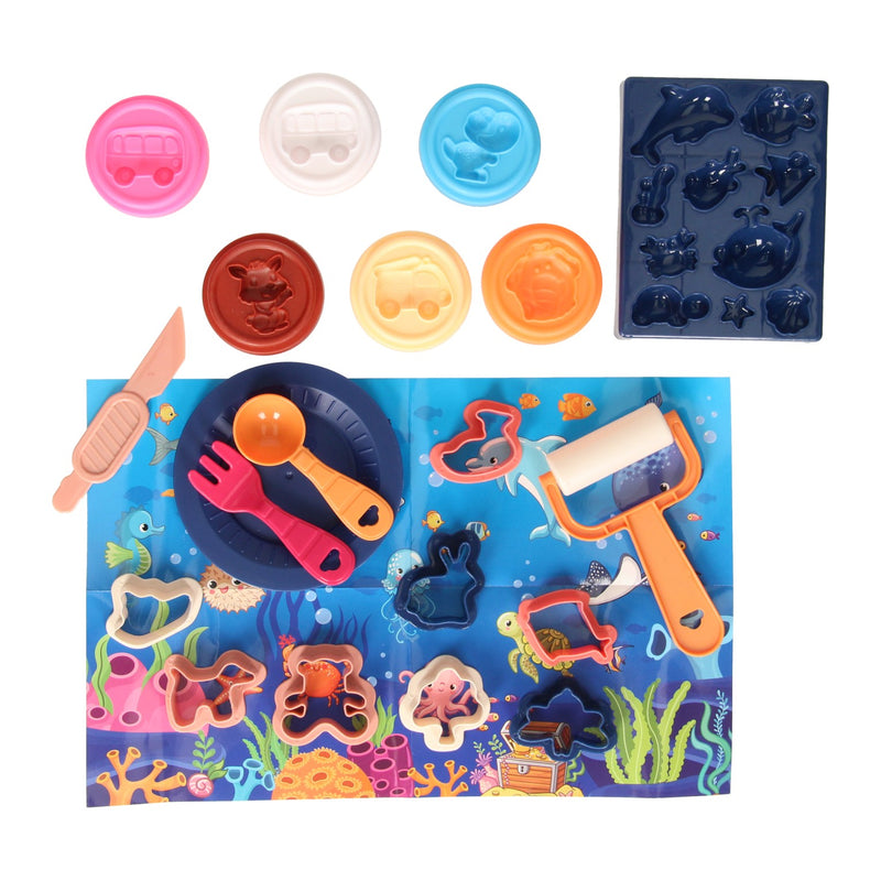 Afbeelding laden in galerijviewer, Lobbes speelgoed bv lobbes klei speelset onderwaterwereld - 6 kleuren klei en accessoires.
