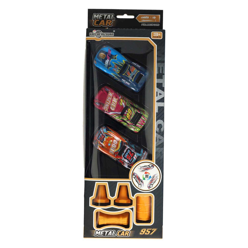 Afbeelding laden in galerijviewer, Lobbes speelgoed bv raceauto backflip pull back set - 3st.