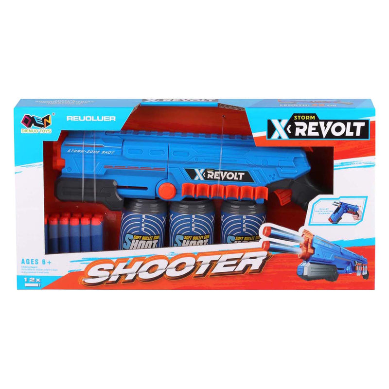 Afbeelding laden in galerijviewer, Lobbes speelgoed bv shooter x revolt - met 12 zachte pijlen en 3 blikken