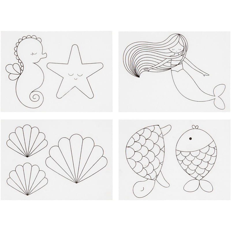 Load image into Gallery viewer, Creativ company https: www.cchobby.nl vellen-krimpfolie-met-motieven-zeemeermin-vel-10-5x14-5-cm-dikte-0-3-mm-mat-transparant-4-vel-1-doos