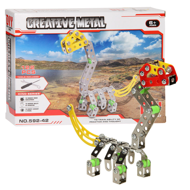 Load image into Gallery viewer, Constructieset metaal dino, 122 dlg.