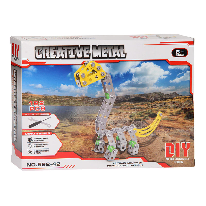 Load image into Gallery viewer, Constructieset metaal dino, 122 dlg.