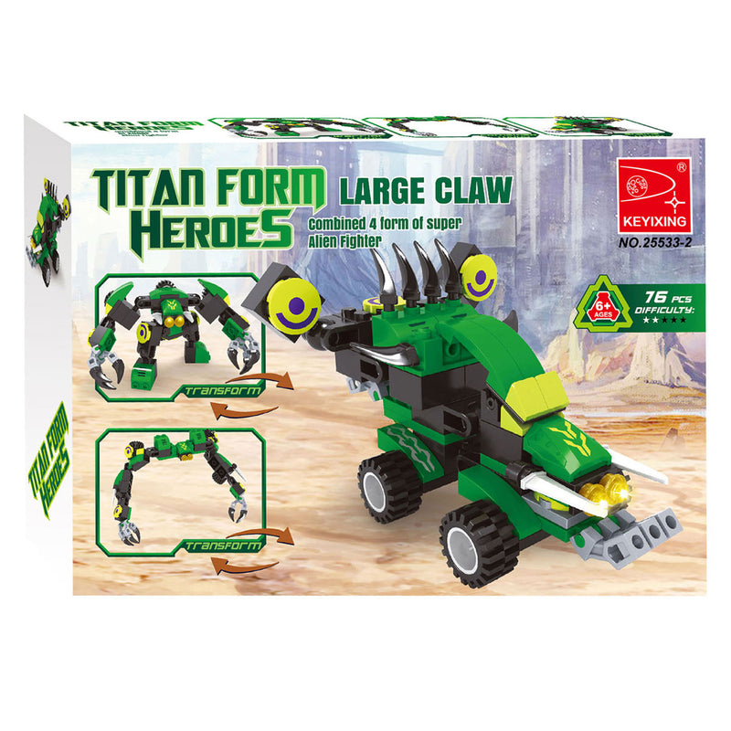 ギャラリービューアに画像をロードする, Lobbes speelgoed bv lobbes bouwset titan transformeer robot groen 76-delig speelgoed.