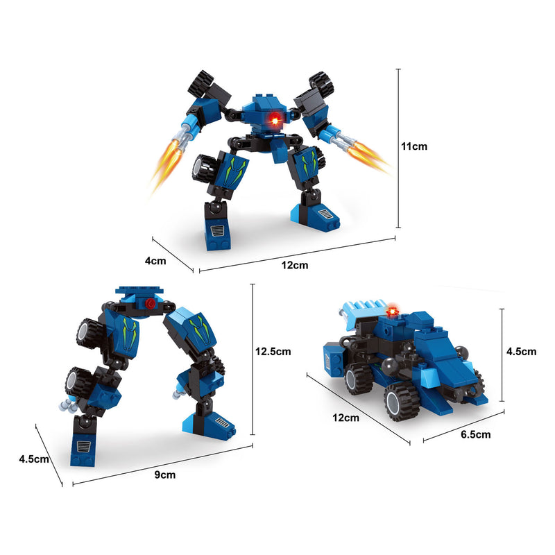 Chargez l'image dans la visionneuse de la galerie, Lobbes speelgoed bv lobbes bouwset transformeerbare robot titan blauw 71-delig speelgoed.