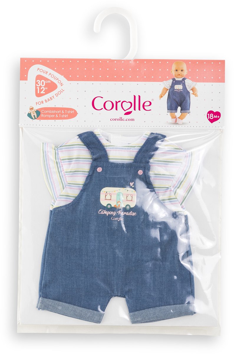 Afbeelding laden in galerijviewer, Corolle jeans overall met t-shirt kleine ontdekker - 30cm