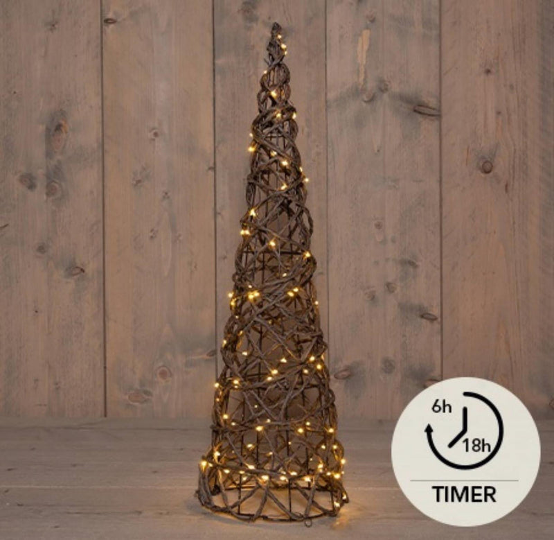 Chargez l'image dans la visionneuse de la galerie, Anna's collection verlichte kegel 100led classicwarm 60cm werkt op 3xaa batterijen met 6uur timer
