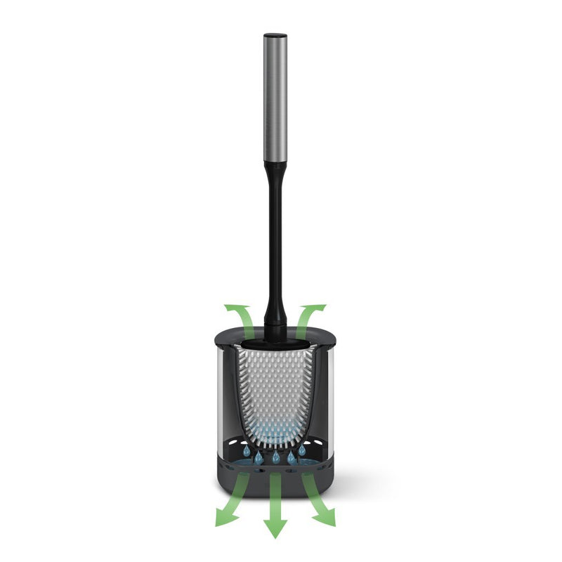 Load image into Gallery viewer, Metaltex cleany toiletborstel + houder 13x8x47 cm zwart rvs