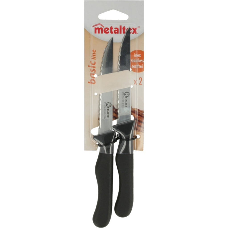 Laden Sie das Bild in Galerie -Viewer, Metaltex basic line biefstukmessen 2 stuks rvs zwart