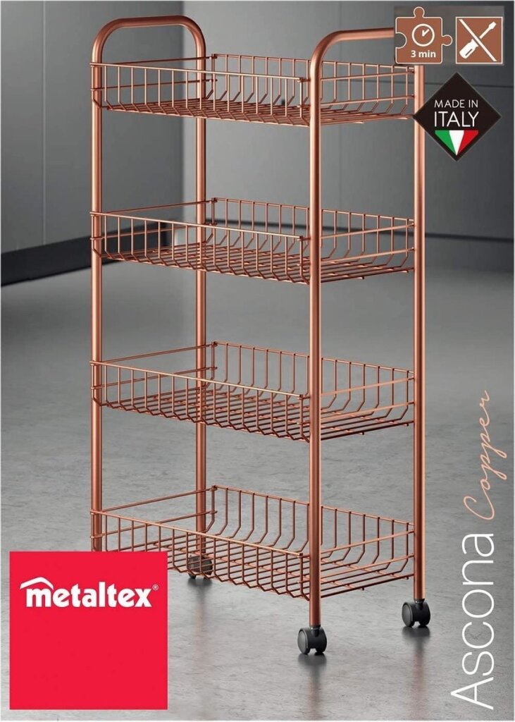 Cargue la imagen en el visor de la galería, Metaltex Metaltex Trolleykastje Ascona 84x41cm Staal Koper