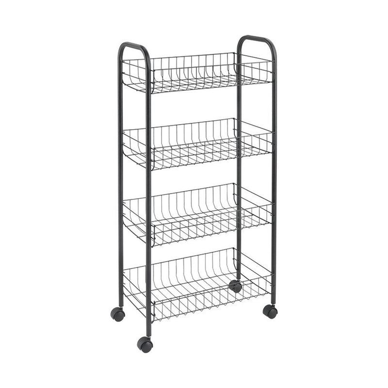 Load image into Gallery viewer, Metaltex ascona trolly met wielen + 4 manden 41x23x84 cm mat zwart metaal