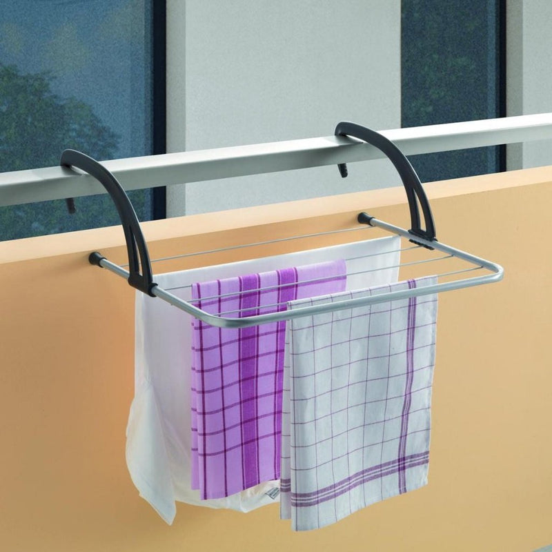 Afbeelding laden in galerijviewer, Metaltex tomado - droogrek favonio voor radiator, deur, balustrade of balkon - 3 meter drooglengte - zilvergrijs