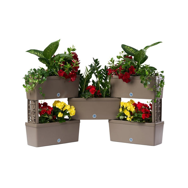 Laden Sie das Bild in Galerie -Viewer, Bama brick koppelbare plantenbakken 75l 59x23x27 cm 5 stuks taupe