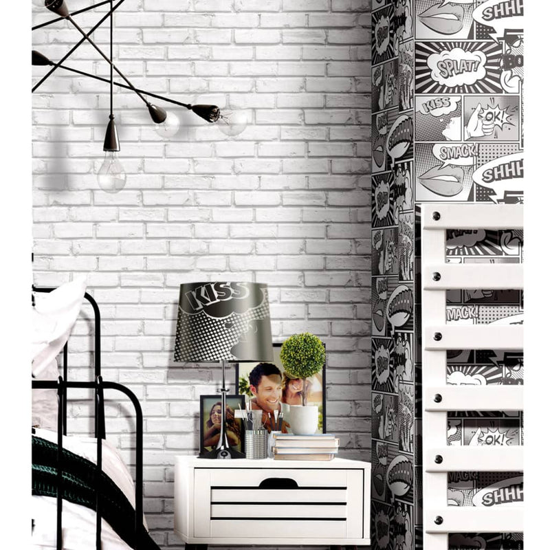 Load image into Gallery viewer, Noordwand behang urban friends coffee bricks grijs en wit