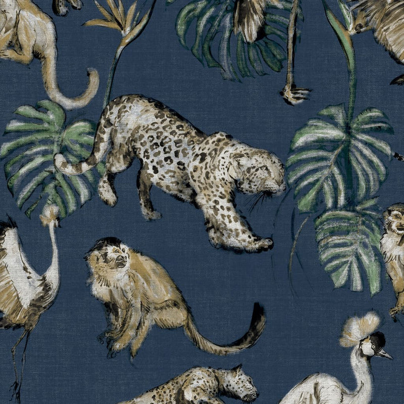 Load image into Gallery viewer, Noordwand behang zero exotic animals blauw