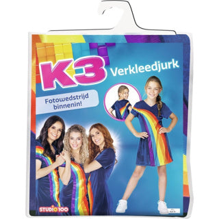 Afbeelding laden in galerijviewer, Studio 100 k3 verkleedjurk - regenboog blauw, 9-11 jaar