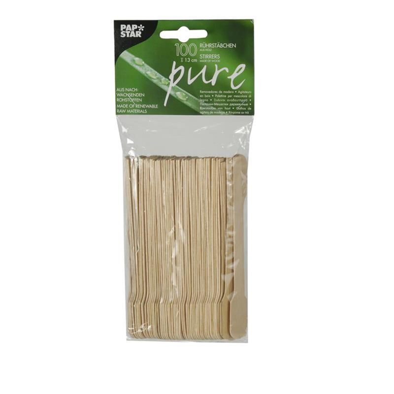 Load image into Gallery viewer, Papstar 100 roerstaafjes hout pure 13cm