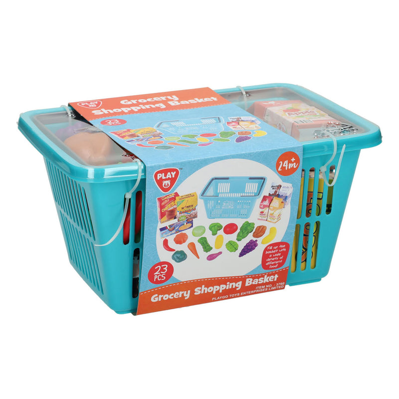 Load image into Gallery viewer, Playgo winkelmandje met boodschappen speelset - 23dlg.