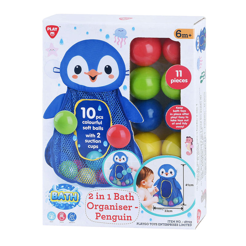 Load image into Gallery viewer, Playgo badspeelgoed opberger pinguin met ballen - 11dlg.