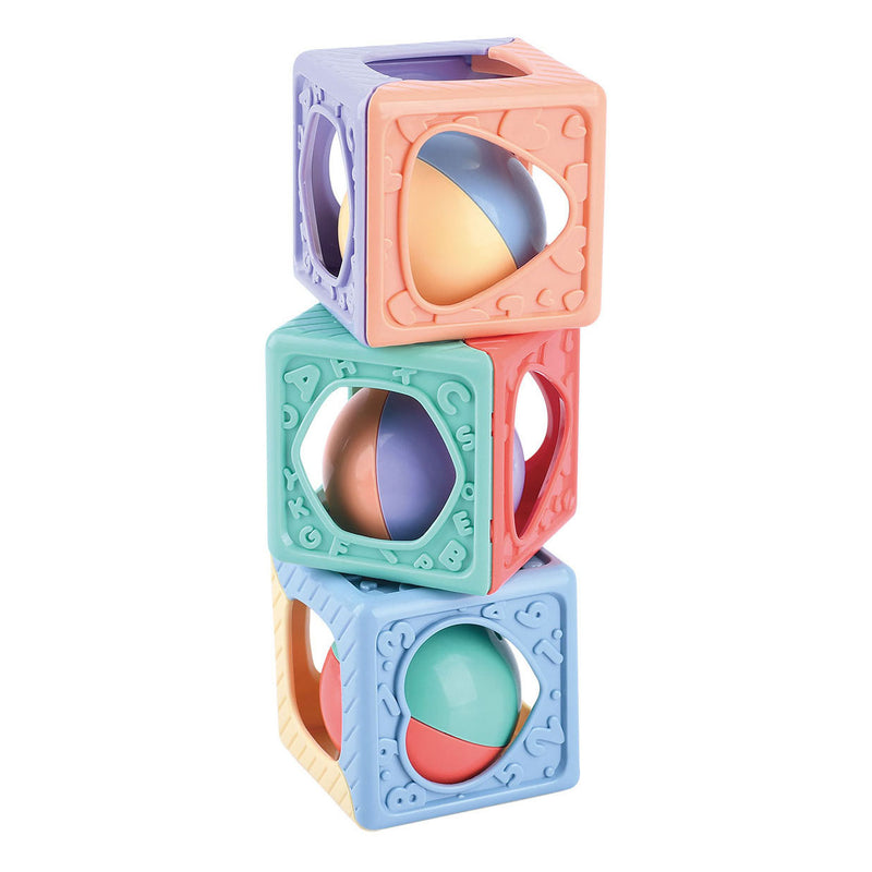 Load image into Gallery viewer, Playgo stapelblokken met rammelaar - 3dlg.