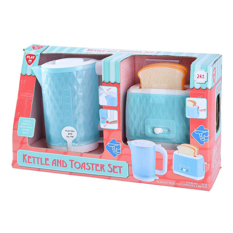 Afbeelding laden in galerijviewer, Playgo speelgoed waterkoker en broodrooster met brood - 4dlg.