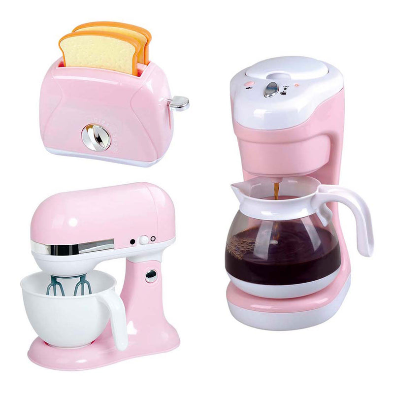 Load image into Gallery viewer, Playgo keukenmixer - koffiezetapparaat en broodrooster roze - 7dlg.