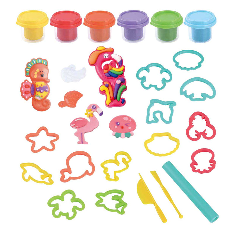 Load image into Gallery viewer, Playgo kustdieren kleiset - 6 kleipotjes