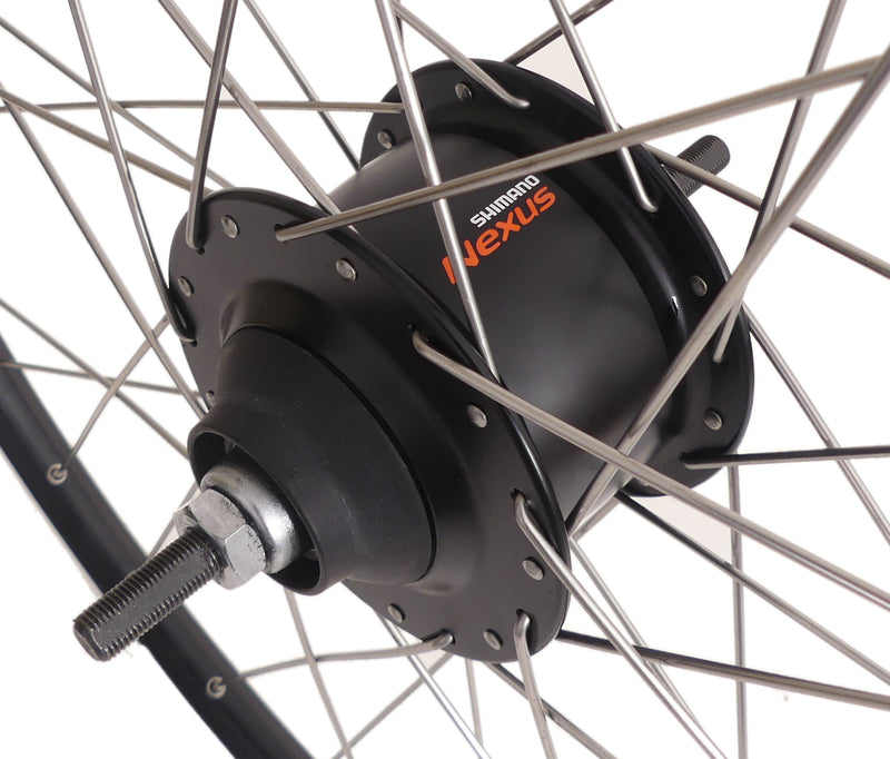 Load image into Gallery viewer, Achterwiel 28 nexus 8 rollerbrake naaf met met zwarte velg en rvs spaken
