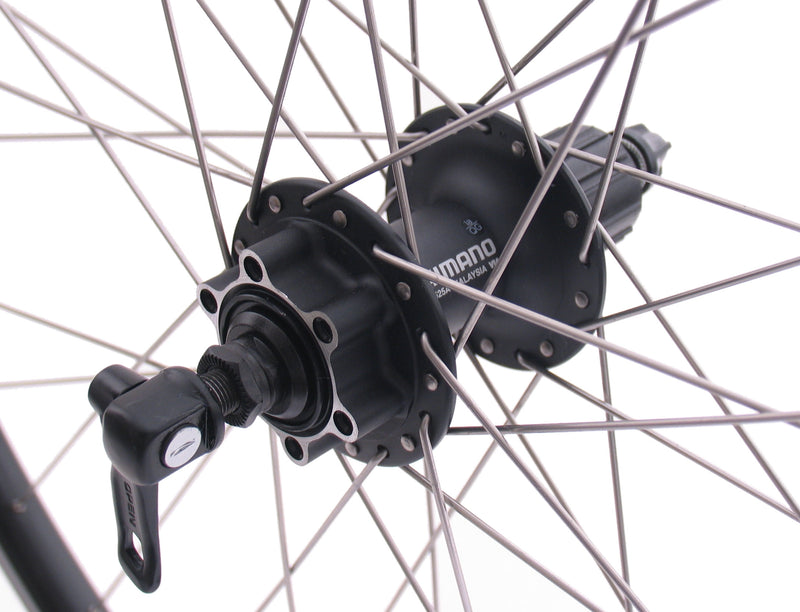 Load image into Gallery viewer, Shimano achterwiel 28 29 622x19c ryde andra 30 velg met fh-m525 8 9 10 speed naaf voor 6 bouts remschijf - zwart