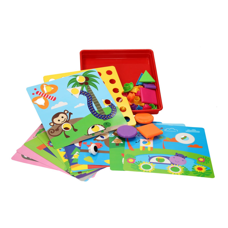 Afbeelding laden in galerijviewer, Vormenpuzzels met kleurenkaarten, 33dlg.