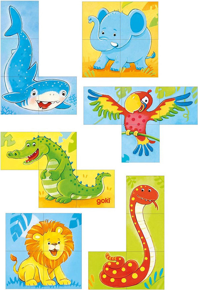 Chargez l'image dans la visionneuse de la galerie, Goki houten blokpuzzel wilde dieren, 4st.