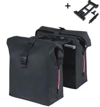 Load image into Gallery viewer, Basil dubbele fietstas soho nordlicht mik 41 liter - zwart