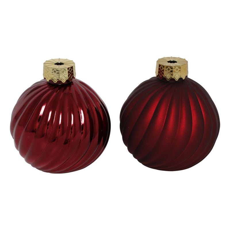 Laden Sie das Bild in Galerie -Viewer, Countryfield kerstbal stripe rood glas ø10cm