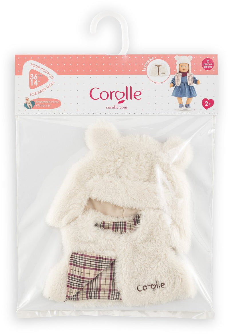 Afbeelding laden in galerijviewer, Corolle poppen winterset 36cm - omkeerbaar vestje en berenmuts.
