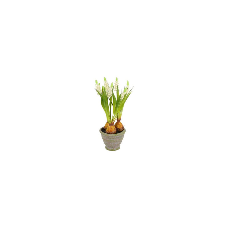 Afbeelding laden in galerijviewer, Countryfield kunstbloem in pot muscari wit 12x17x28cm