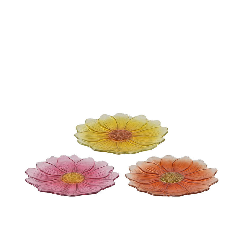 Chargez l'image dans la visionneuse de la galerie, Decoris ontbijtbord bloem glas ã˜23xh2,5cm 3 assorti